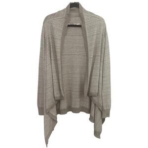 Athleta Light Brown/Tan Stripe Open Front Cardigan Sweater Long Sleeve Size XL